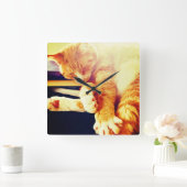 子猫時間 スクエア壁時計 (ホーム)