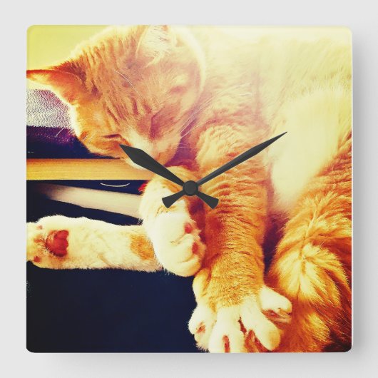 子猫時間 スクエア壁時計 (正面)