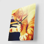 子猫時間 スクエア壁時計 (傾斜)