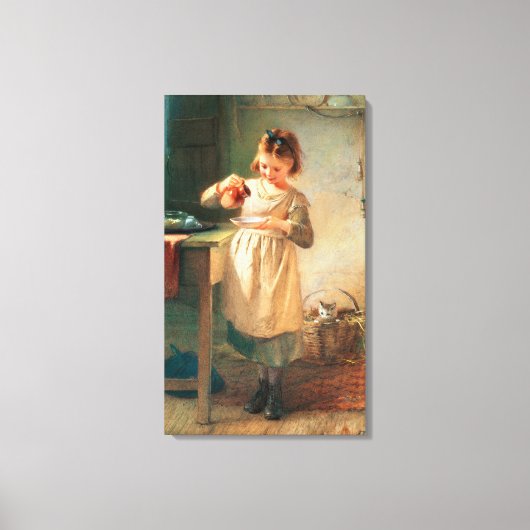 子猫朝食 キャンバスプリント (正面)