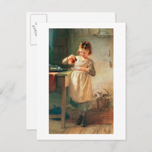 子猫朝食 ポストカード (正面/裏面)