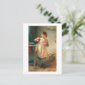 子猫朝食 ポストカード (スタンド正面)