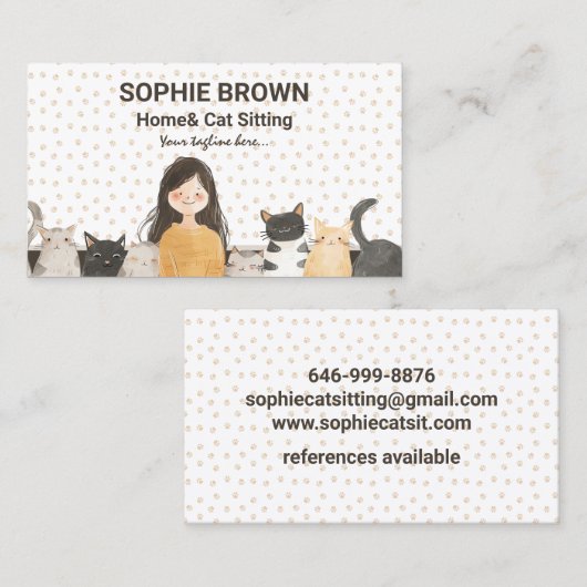 子猫水彩猫とホームシッター 名刺 (正面/裏面)
