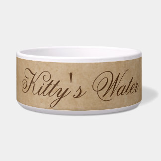 子猫水 |ブラウンのテクスチャー猫の水鉢 ボウル