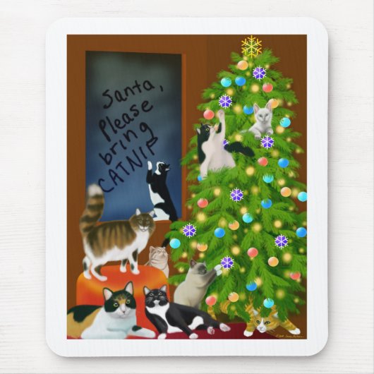 子猫猫のクリスマスのマウスパッド マウスパッド (正面)
