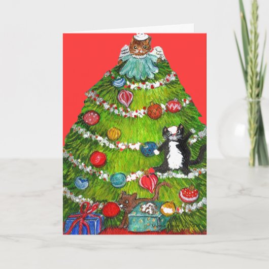 子猫猫のクリスマスツリーカード シーズンカード (正面)