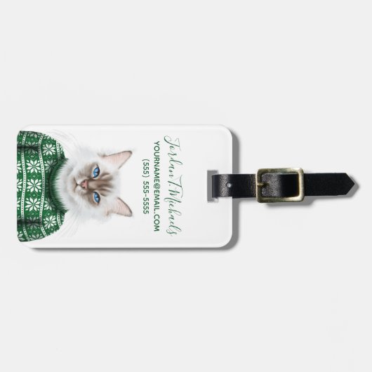 子猫猫のセーター|はあなたの名前を加えます ラゲッジタグ (正面横)