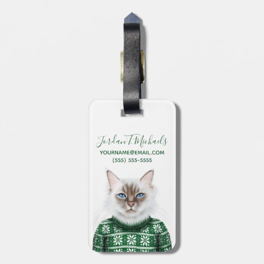 子猫猫のセーター|はあなたの名前を加えます ラゲッジタグ (裏面縦)