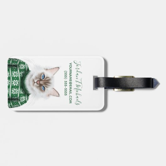 子猫猫のセーター|はあなたの名前を加えます ラゲッジタグ (裏面横)