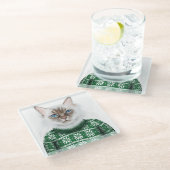 子猫猫のセーター ガラスコースター (アングル)