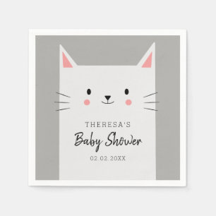 子猫猫のテーマのベビーシャワーのかわいい子ネコ スタンダードカクテルナプキン