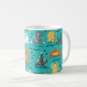 子猫猫のヨガは青緑を提起します コーヒーマグカップ