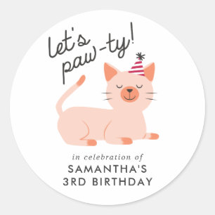 子猫猫の子供の誕生日のパーティーは 足ty ラウンドシール