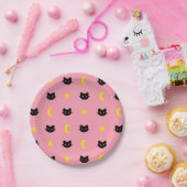 子猫猫の月および星の紙皿 ペーパープレート (パーティー)