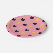 子猫猫の月および星の紙皿 ペーパープレート (アングル)