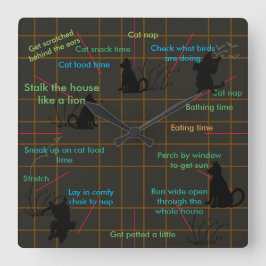 子猫猫の活動猫のかわいくおもしろいなギフト スクエア壁時計