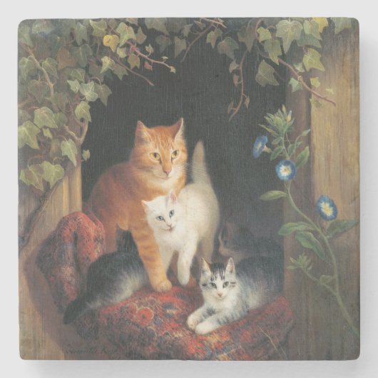 子猫猫 ストーンコースター (正面)