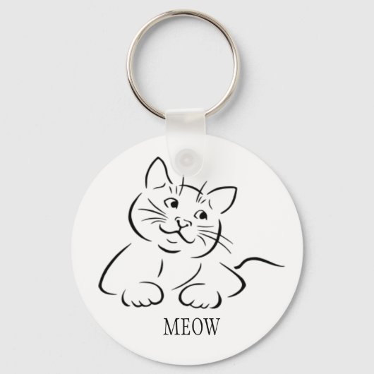 子猫猫Clipart |は文字|のカスタムな色をカスタマイズ キーホルダー (正面)