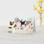 子猫用ティーパーティーグリーティングカード カード (黄色い花)