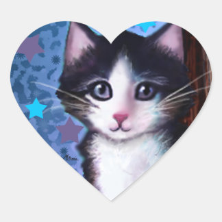 子猫絵画ステッカー ハートシール