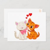 . .子猫考えるのかわいい恋しく思ハロー's  LOVE ポストカード (正面/裏面)