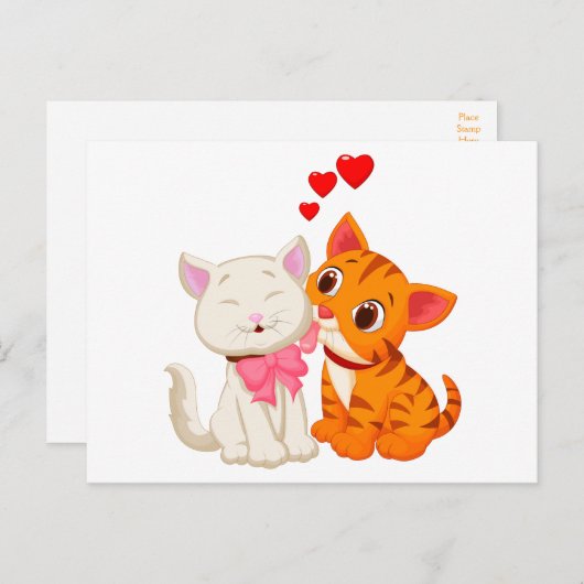 . .子猫考えるのかわいい恋しく思ハロー's LOVE ポストカード (正面/裏面)