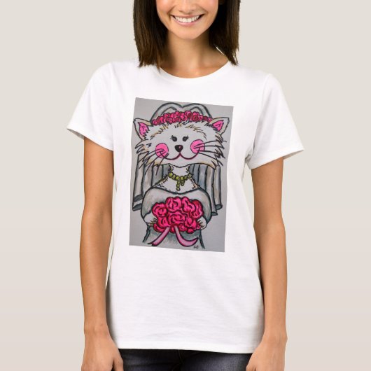 子猫花嫁Tシャツと白い背景 Tシャツ (正面)