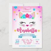 子猫誕生日の招待状、キッテンパーティー 招待状 (正面)