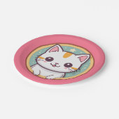 子猫誕生日パーティーが大好きな女の子 ペーパープレート (アングル)