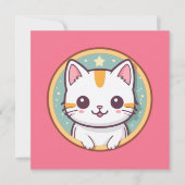 子猫誕生日パーティーが大好きな女の子 招待状 (正面)