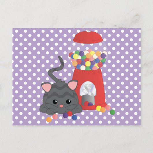 子猫遊とガンボール ポストカード (正面)