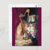 子猫遊のハープ絵画音楽 ポストカード (正面/裏面)