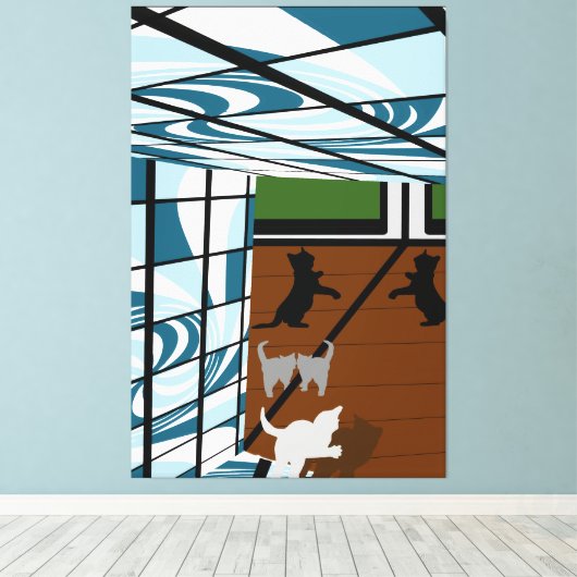 子猫遊 キャンバスプリント (インサイチュ (ウッドフロア))
