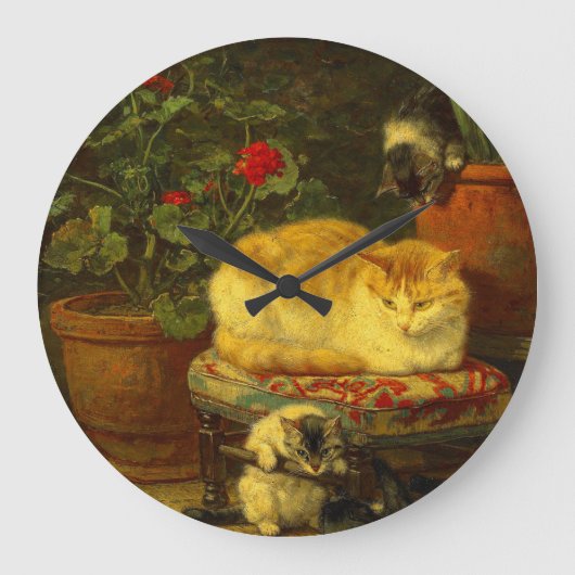 子猫遊 ラージ壁時計 (正面)
