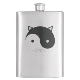 子猫陰陽瞑想デザインブラック、ホワイト、 フラスク