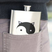 子猫陰陽瞑想デザインブラック、ホワイト、 フラスク (インサイチュ)