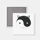 子猫陰陽(ミントグリーン、ブラック、ホワイト) マグネット (正面/裏面)