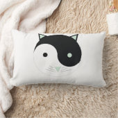 子猫陰陽(ミントグリーン、ブラック、ホワイト) ランバークッション (ブランケット)