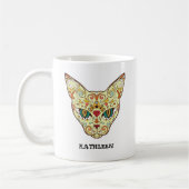 子猫顔糖スカル | Day of the Dead Cat コーヒーマグカップ (左)