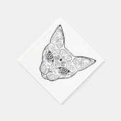 子猫顔糖スカル | Day of the Dead Cat スタンダードカクテルナプキン (角)