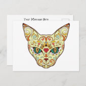 子猫顔糖スカル | Day of the Dead Cat ポストカード (正面/裏面)