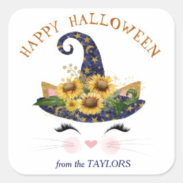 子猫顔金ゴールドフローラハロウィーン スクエアシール