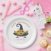 子猫顔金ゴールドフローラハロウィーン ペーパープレート (パーティー)