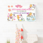 子猫1ベビーガール誕生日バナー 横断幕 (インサイチュ)