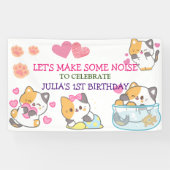 子猫1ベビーガール誕生日バナー 横断幕 (横)