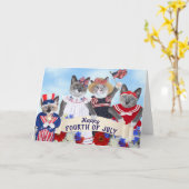 子猫7月4日グリーティングカード カード (黄色い花)