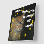 子猫「おい、時は私の心を吹き飛ばす」時計 スクエア壁時計 (傾斜)
