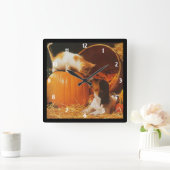 子猫、かぼちゃと子犬の壁時計 スクエア壁時計 (ホーム)