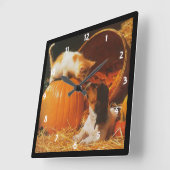 子猫、かぼちゃと子犬の壁時計 スクエア壁時計 (傾斜)