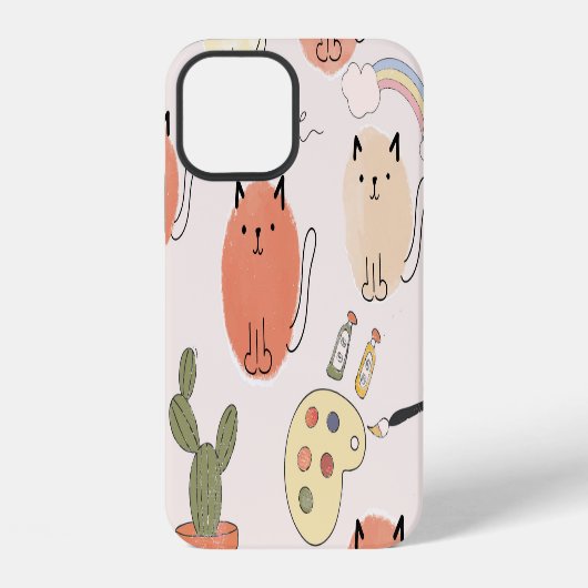 子猫+かわいい動物の模様 iPhoneケース (裏面)